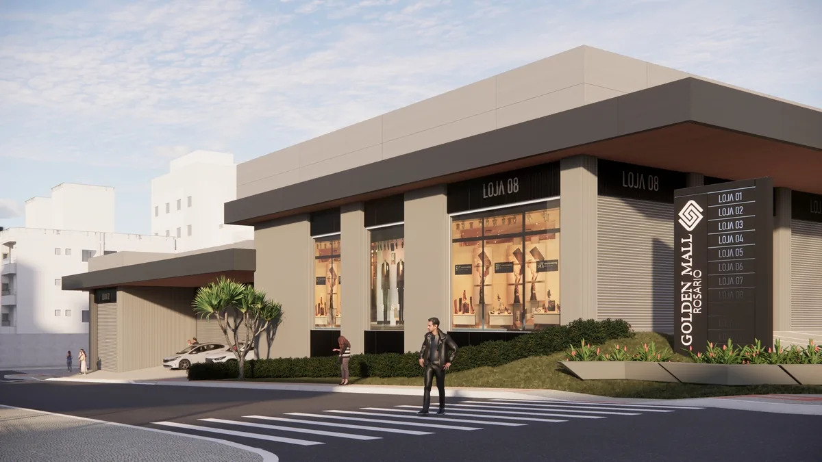 Perspectiva das lojas e da sinalização do Golden Mall Rosário